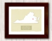 VIRGINIA art print - Family name history Home decor - Wedding gift Bridal shower Housewarming gift Larger size for wedding guest book