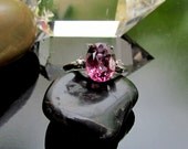 Pink Spinel 14K Gold Three Stone Ring Large Oval Gemstone Ring with Diamond Accents