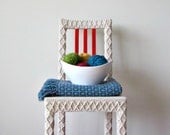 White Accent Chair, Home Office Chair, Upcycled Furniture, Crochet Home Decor, Eco-Friendly Fiber Art by Knits for Life