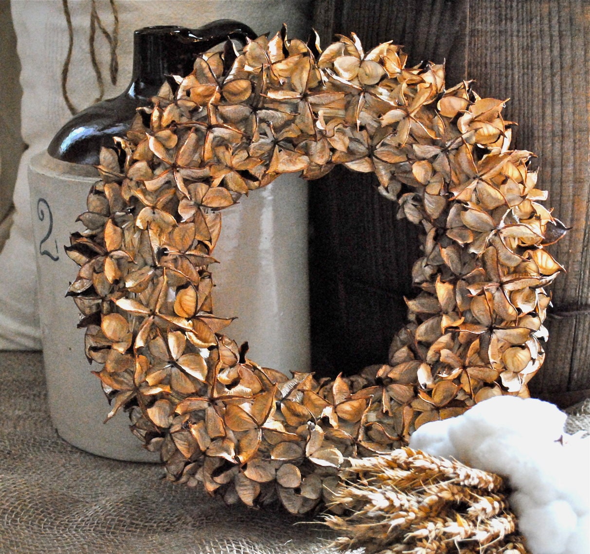 Cotton Bur Wreath - 14" - Candle Ring - Natural Cotton Burs - Raw Cotton - Home Decor - Wedding - Centerpiece - Holiday - Christmas - Gift