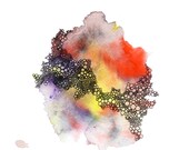 OFTENTIMES abstract watercolor art print in red, yellow, purple