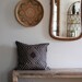 Metallic beige & brown handprinted organic hemp pillow cover 20x20 Aya Contour