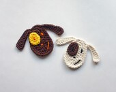 Instant Download - PDF Crochet Pattern - Dog Applique - Text instructions and SYMBOL CHART instructions