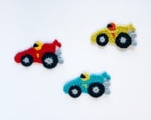 Instant Download - PDF Crochet Pattern - Racing Car Applique - Text instructions and SYMBOL CHART instructions