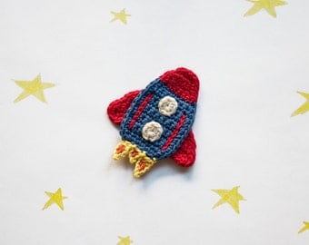 Instant Download - PDF Crochet Pattern - Rocket Applique - Text instructions and SYMBOL CHART instructions