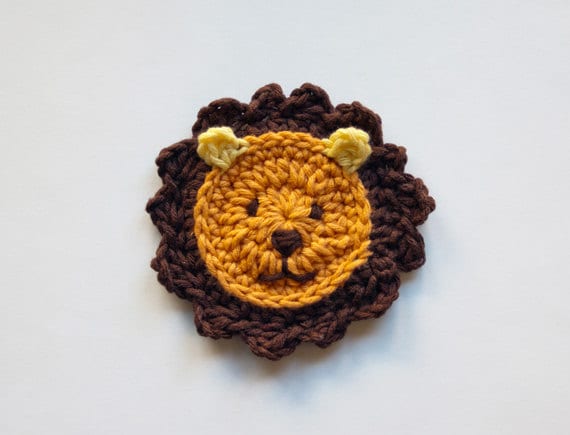 Instant Download - PDF Crochet Pattern - Lion Applique - Text instructions and SYMBOL CHART instructions