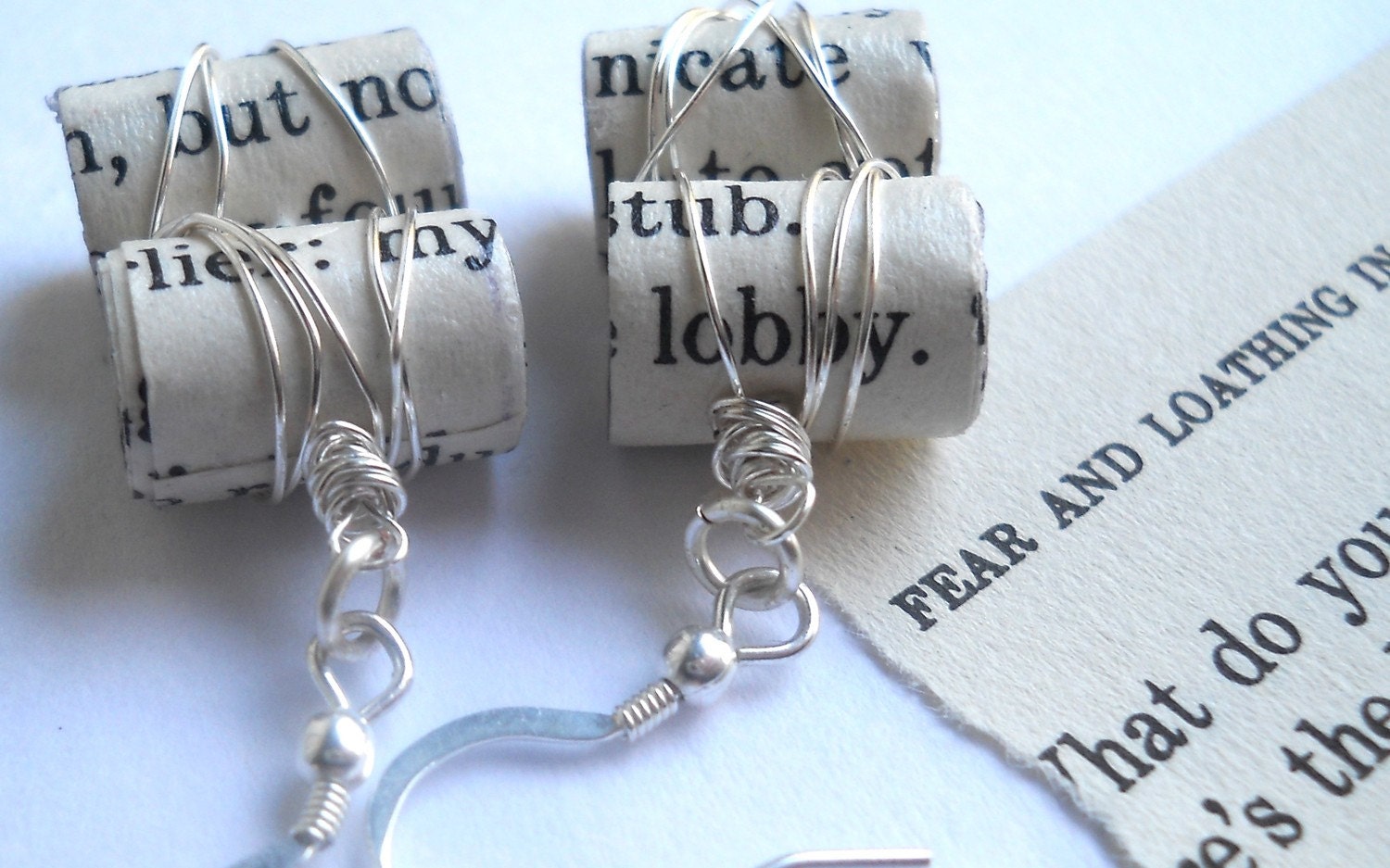 Bookworm Earrings, Jewelry Made From Old Books