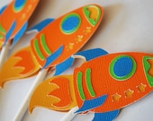 Rocket Ship Cupcake Toppers Set of 12 By Your Little Cupcake