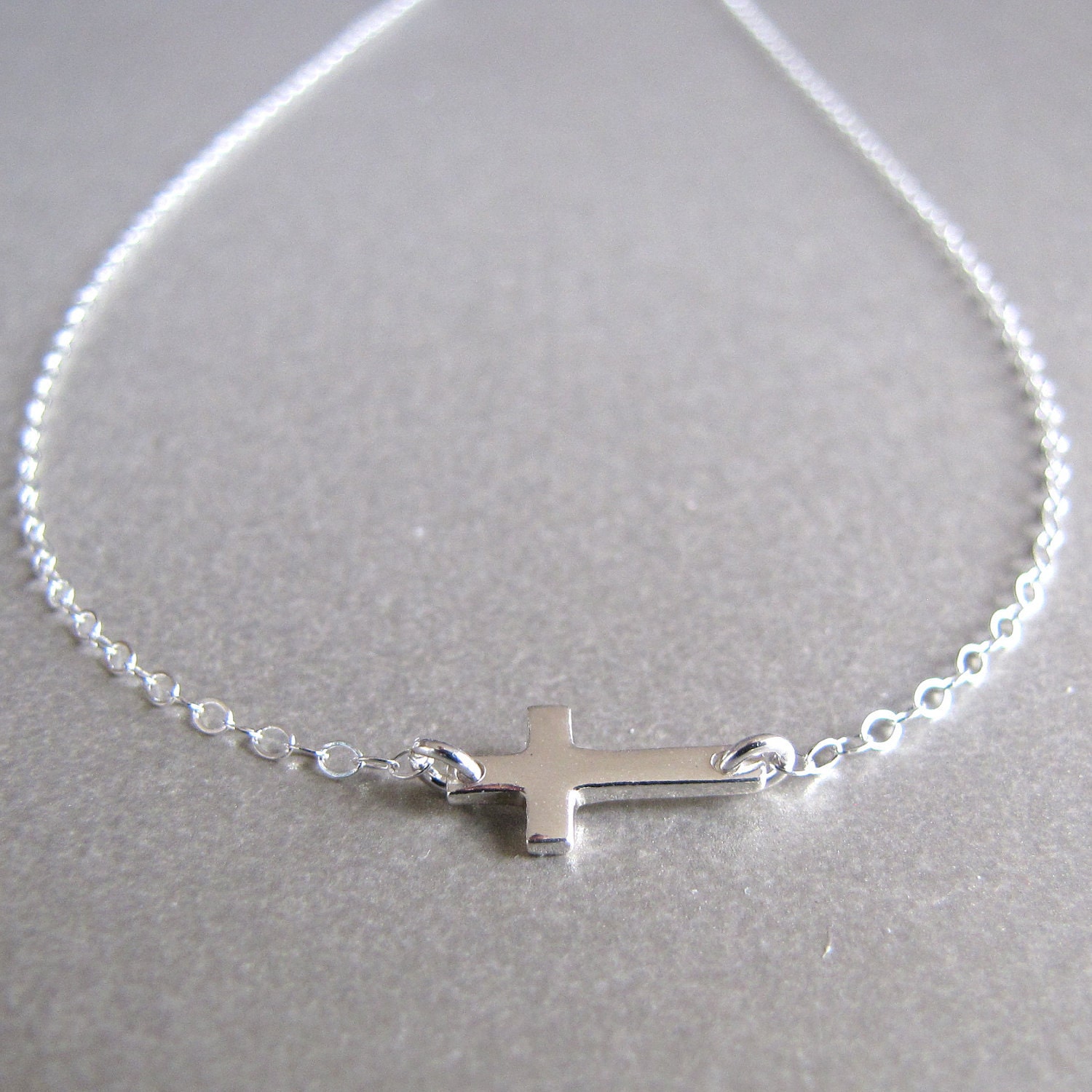 Silver Mini Side Ways Cross Necklace