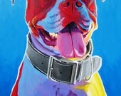 Colorful Pet Portrait Pit Bull Art Dog Print 8x10 by Alicia VanNoy Call