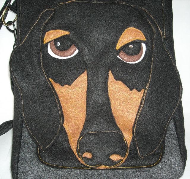 3D Dachshund Felt Hip Bag/Purse made from Recycled Water Bottles