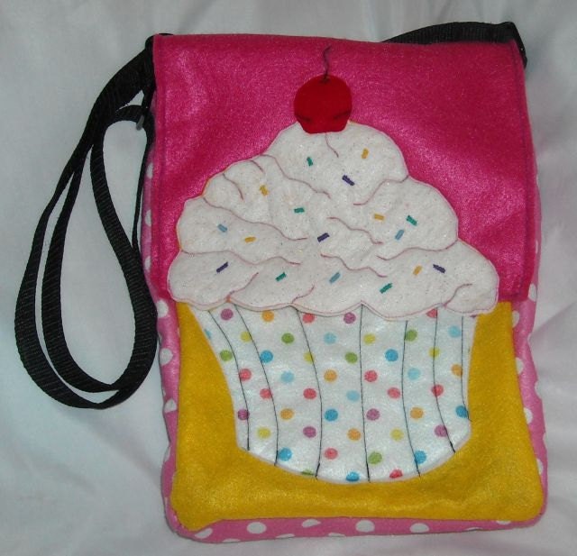 3D YUMMY Cupcake Felt IPad Hipbag Purse made from Recycled Water Bottles
