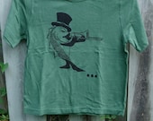 Children's NOLA Fish - Black on Leaf Green - Organic Bamboo & Cotton