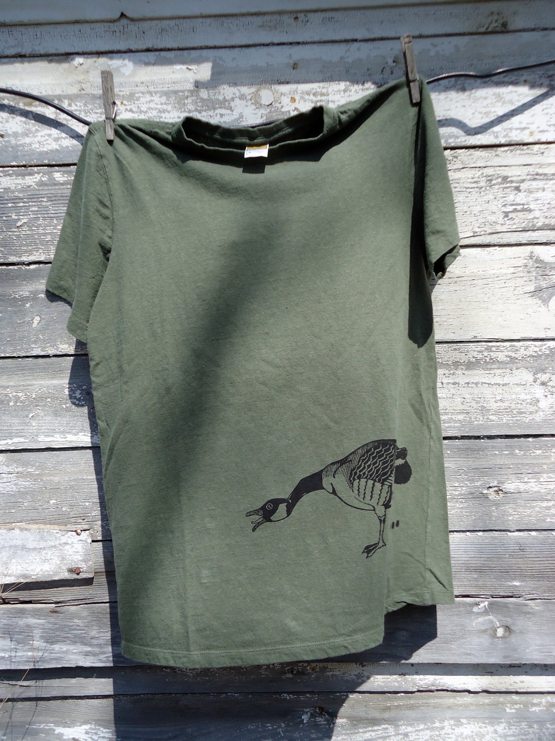 Hissing Canadian - Black on Army Green - Organic Cotton & Hemp