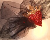 Black tule Headband queen of hearts