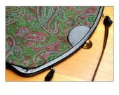 Purse Mid Century Mod Handbag - Raspberry and Green Paisley, 1960s, magenta, art deco clasp