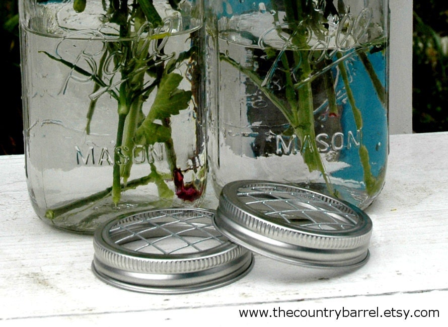 Mason Jar Flower Frog Lids - Set of 2 - Upcycled DIY Flower Arrangers or Potpourri Lids
