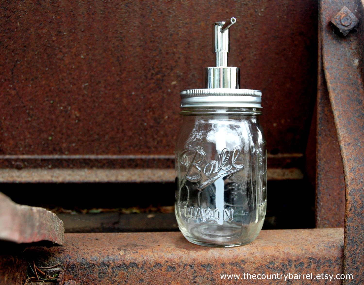 Chrome Mason Jar Pint Soap or Lotion Dispenser