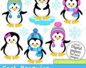Clip Art and Digital Paper Set - Penguins