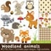 Clip Art and Digital Paper Set - Woodland Animals