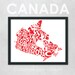 Typography Map of Canada - 11 x 14" Print