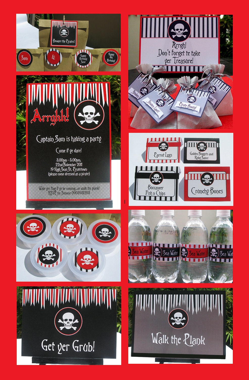 Pirate Birthday Party Invitation & Printable Party Collection, EDITABLE text PDF file - you personalize at home with Adobe Reader