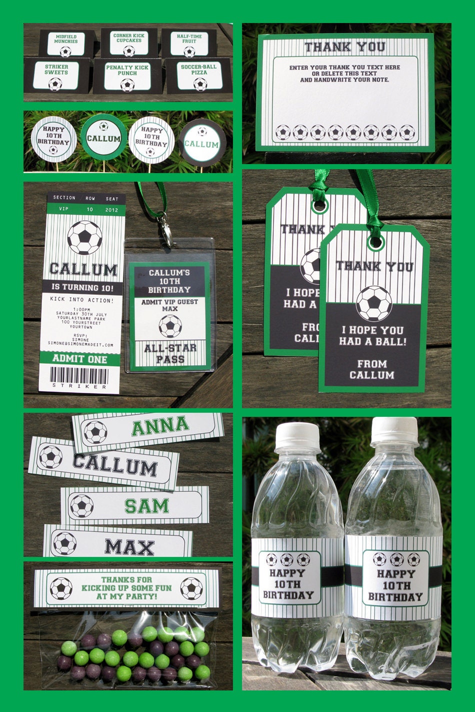 Soccer Birthday Invitation & Printable Sport Party Collection, EDITABLE text PDF file - you personalize at home with Adobe Reader