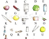 Chef gift ... kitchen art print ABC alphabet