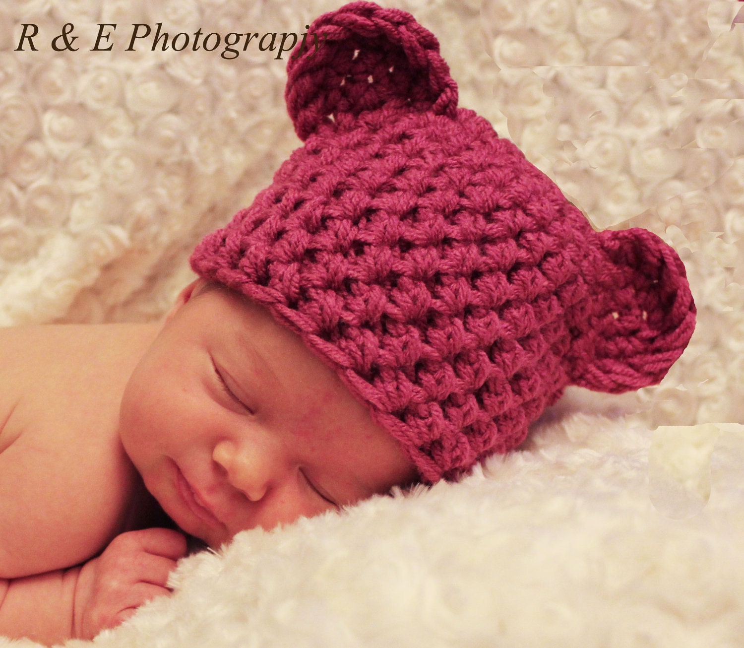 Baby Bear Hat Sale Newborn Photography Prop Beanie for boy or girl (ANY color - chart inside) SALE sizes nb, 1-3mos, 3-6mos, 6-12mos