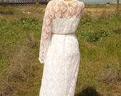 White Lace, Long Sleeves, Vintage Wedding Gown - Julia
