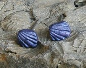 Fossil Imprint Post Earrings in Metallic Blue Violet