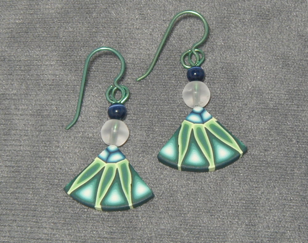 Quarter Cut Star Polymer Clay Earrings in Green