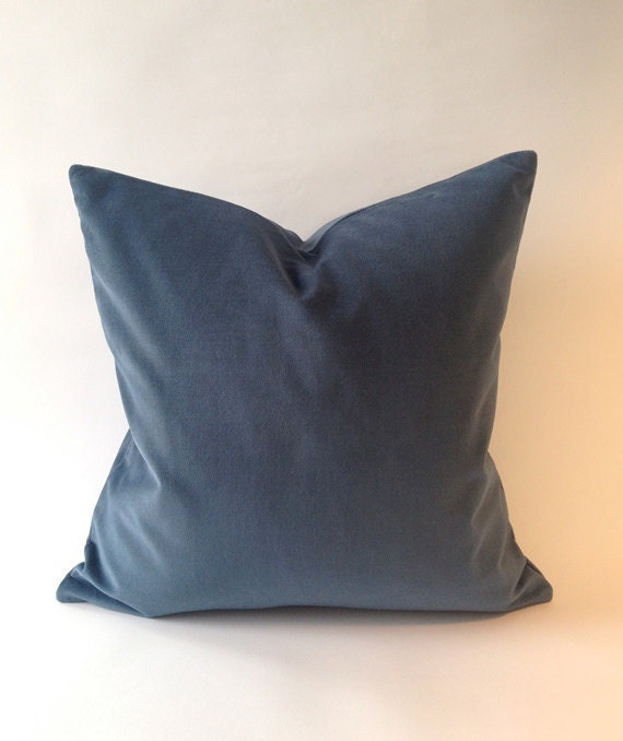 18x18 Teal Blue Cotton Velvet Pillow Cover- Square Decorative Throw Pillows- Invisible Zipper Closure- Cushion Cover 51x51cm