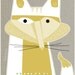 white fox - LARGE mid century design art print