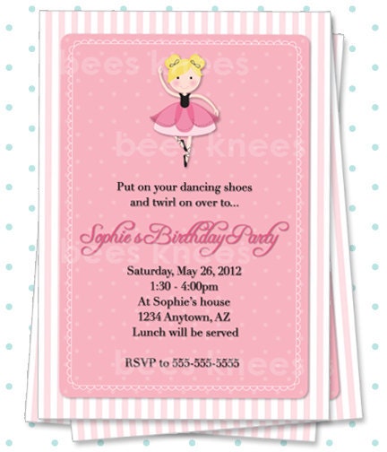 Ballet Birthday Invitations