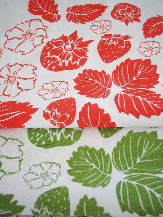 STRAWBERRY FIELD hand screen printed tea towel