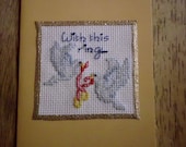 Hand Cross Stitched Wedding Card