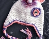 Unicorn Hat Crochet Pattern PDF - Fun hat with complete instructions for beanie, earflap, braids, ties