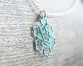Fractal Necklace - Koch Snowflake Jewelry in Blues - Ice Blue, Peacock Blue, Navy Blue