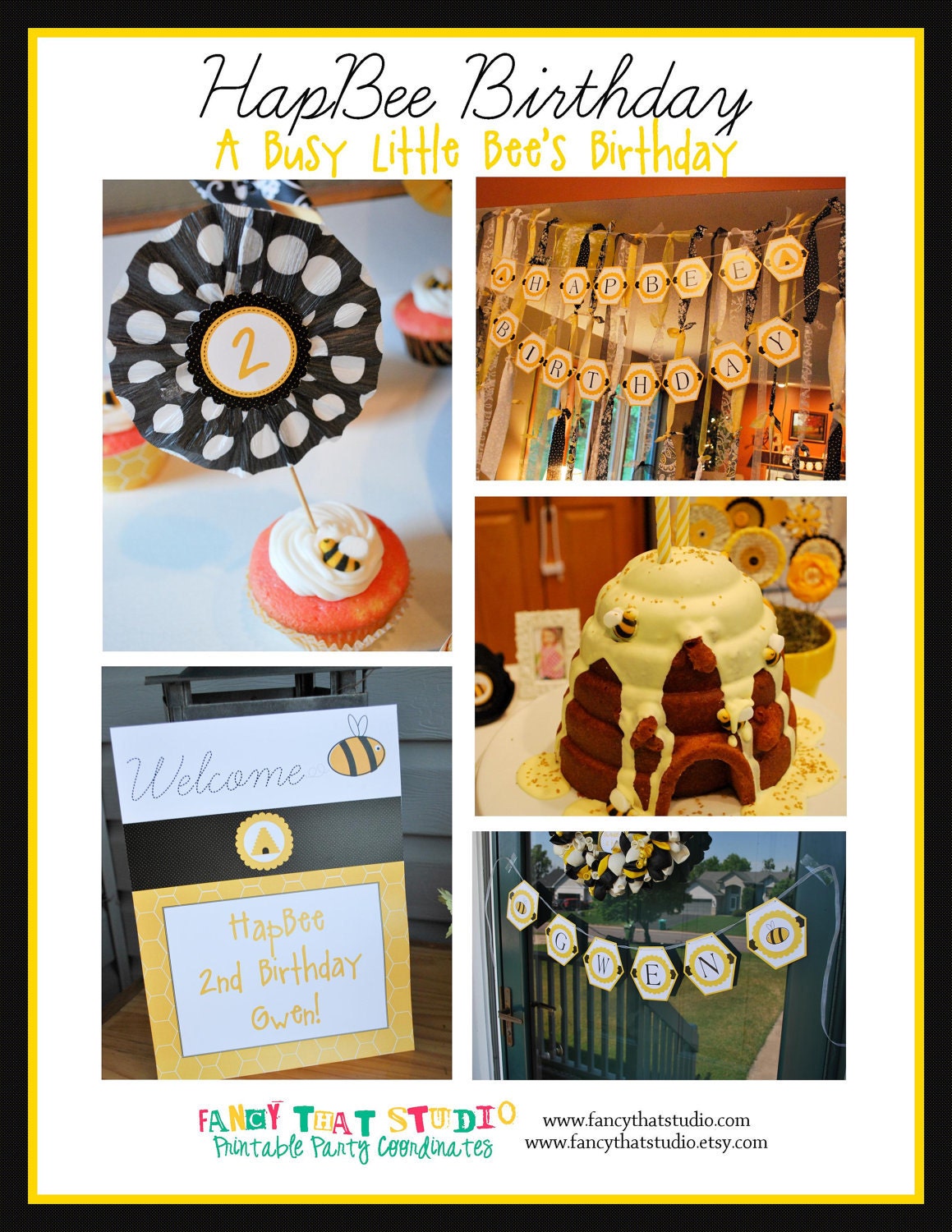 Bee Theme Birthday Party Printables HapBee Birthday FULL Collection