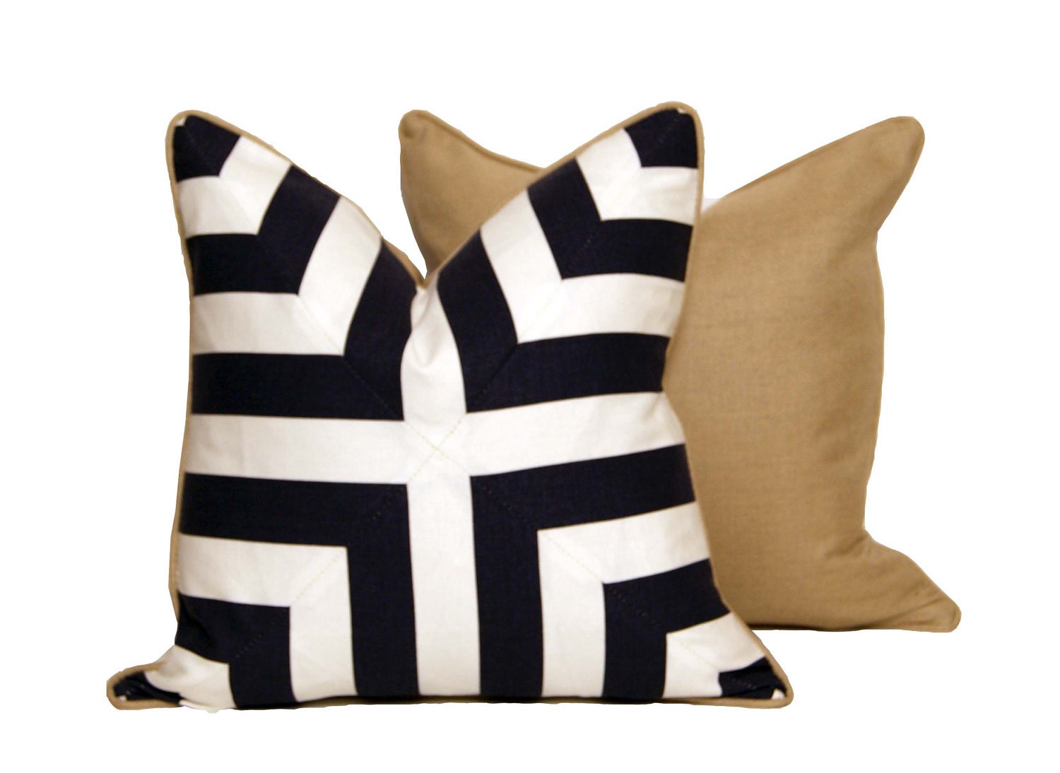 Deep Blue & White Patchwork Cross Pillow