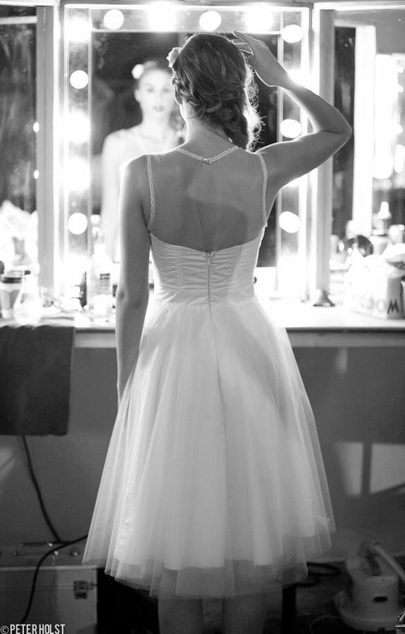Short Vintage Wedding Dress, 50s Style, Strapless, Full Tulle Skirt, Open Back - Plus Size -Made to Order