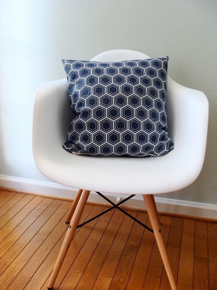geometric organic  decorative pillow covers navy blue and white modern accent pillow covers