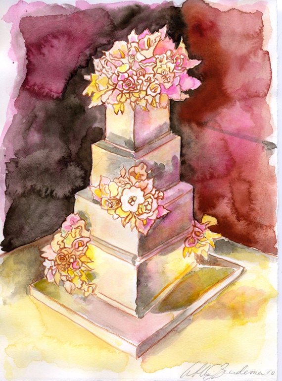 Watercolor Wedding Cake Portrait