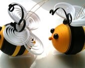 Bumble Bee Ornaments Paper Quilled in Black and Yellow