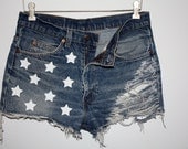 vintage 4th of July American flag high waisted shorts MADE TO ORDER