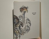 Get Well Soon Emu Illustration Watercolour Print 5 x 7 note card