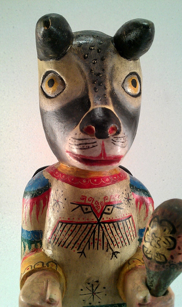 Carved Wooden Traditional Guatemalan Dancer Figurine by Arturo AJ Canil