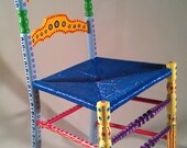 Hand Painted Furniture Colorful Crazy Ladder Back Chair