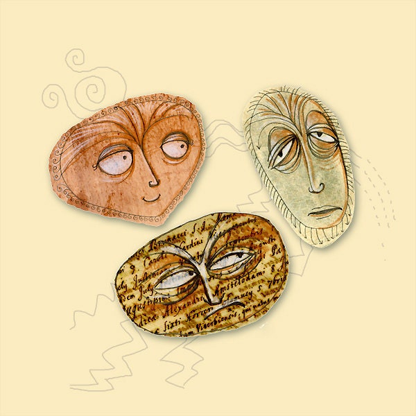 Path to Enlightenment Print - Emotion Face Print - Face Moods Print - Limited Edition Giclee Print - Whimsical Art Print